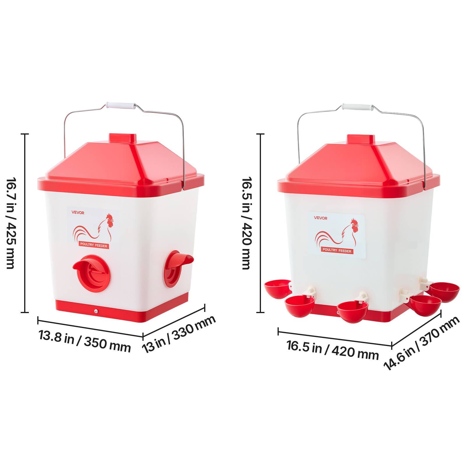 16.7 in / 425 mm  
16.5 in / 420 mm  
13.8 in / 350 mm  
13 in / 330 mm  
16.5 in / 420 mm  
14.6 in / 370 mm