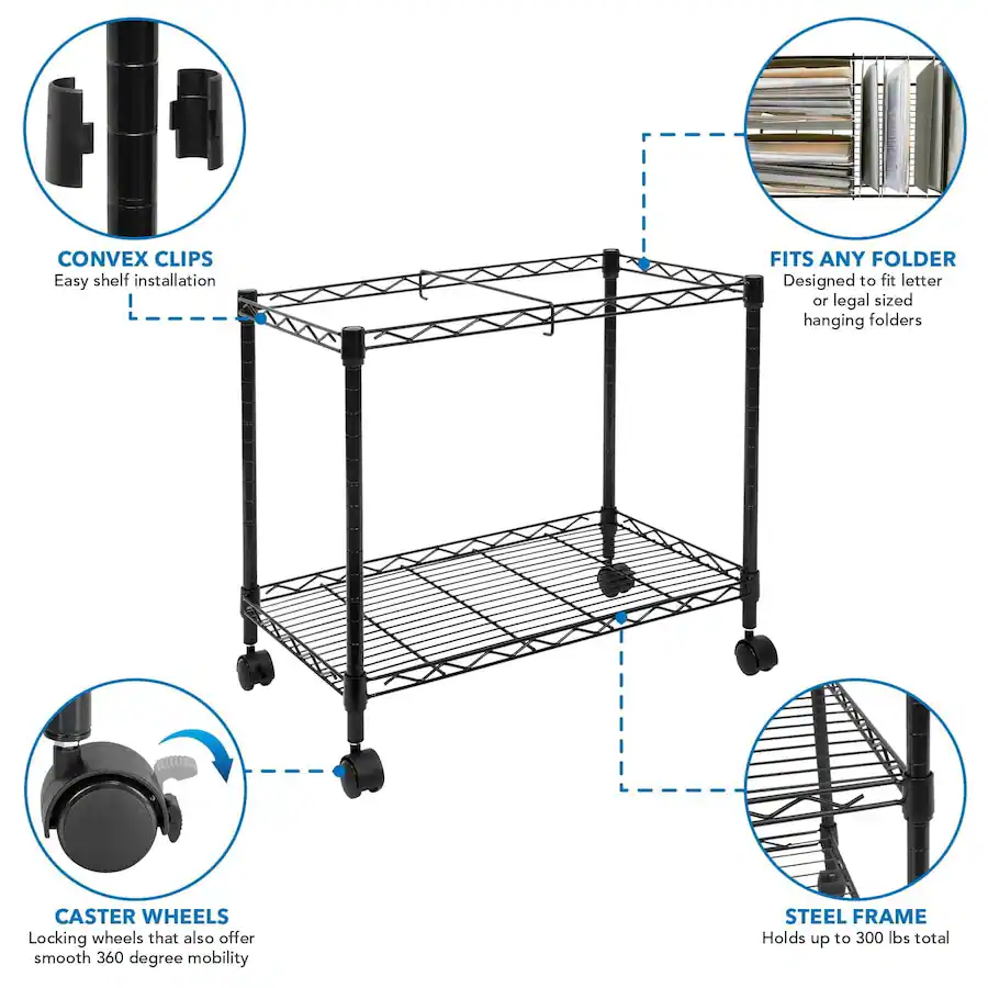 Mount It! Rolling File Cart with Folder Rack, Mobile Office Organizer ...