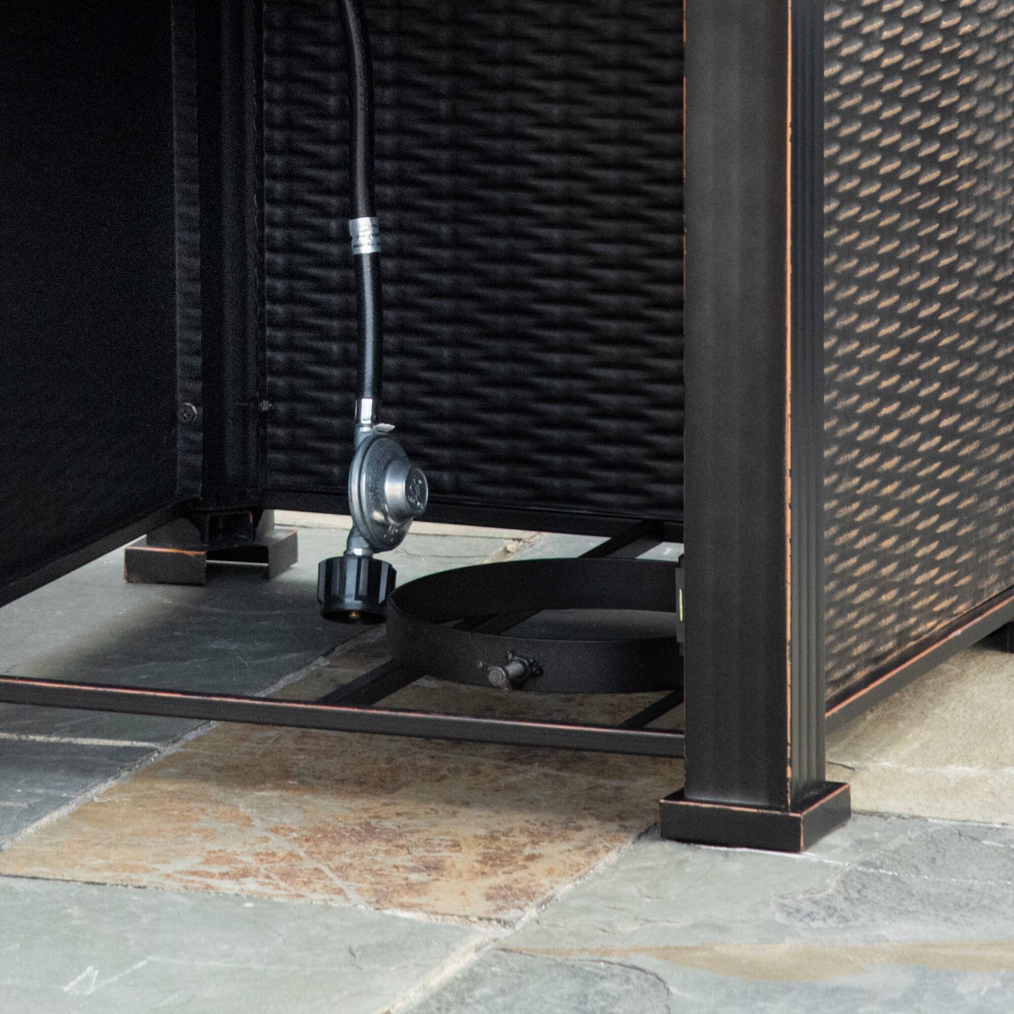 Alt View 8. Outsunny - 30 Inch Outdoor Propane Gas Fire Pit Table, 50,000 BTU Auto-Ignition Square Wicker-effect Gas Firepit - Black.