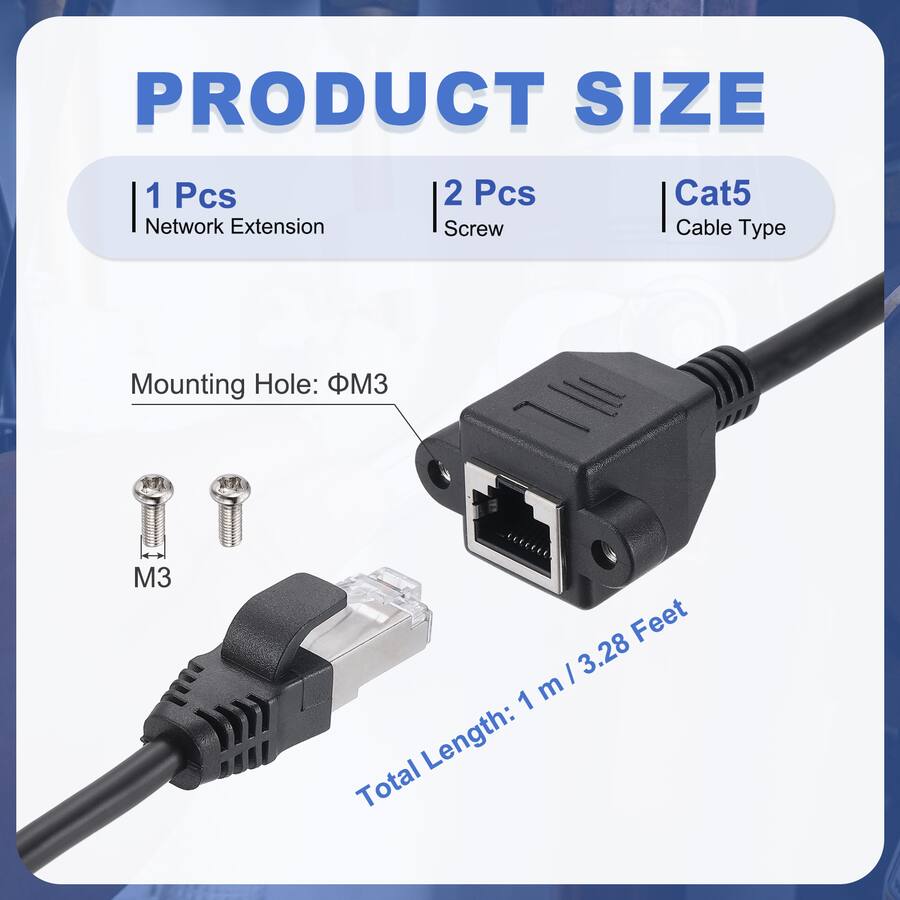Modem Conneted Computer Unique Bargains Cat5 Extension Cable, RJ45 Male to Female Panel Mount ...