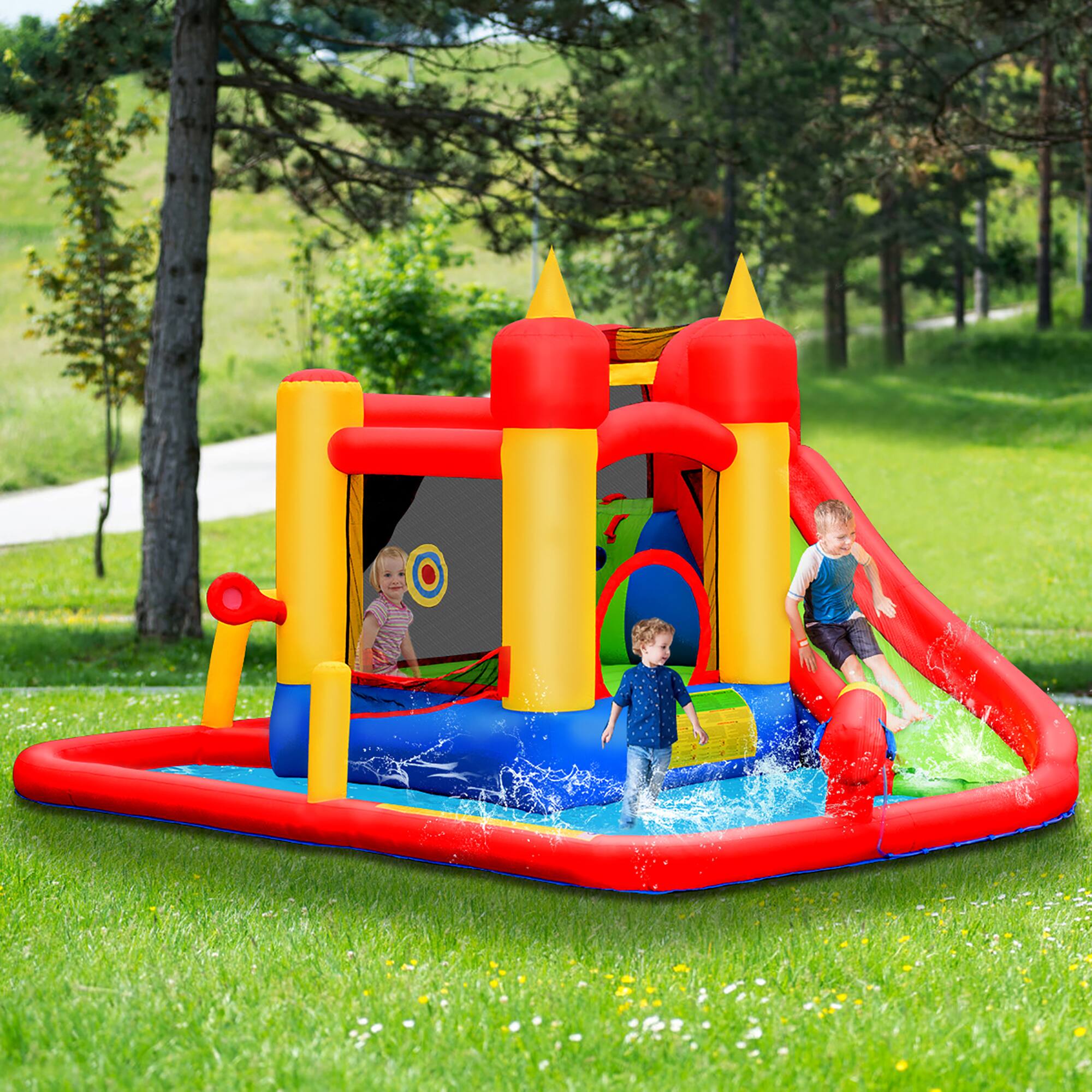 Alt View 3. Costway - Costway Inflatable Water Slide Jumping Bounce House Bouncy Splash Pool - Multicolor.