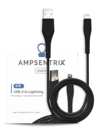 AMPSENTRIX matrix - 6 ft USB-A to Lightning Fast charging / high-speed data transfer www.ampsentrix.com