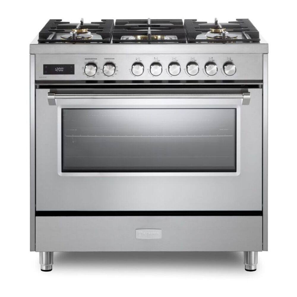 Front. Verona - Verona 36 inch Ultima Collection Dual Fuel Range with 5 Sealed Burners, 5 cu. ft. Oven Capacity (Stainless Steel) - Stainless Steel.