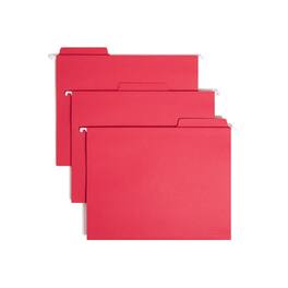 Smead - FasTab Hanging File Folders, 1/3-Cut Tab, Letter Size, 20/Box (64096) - Red