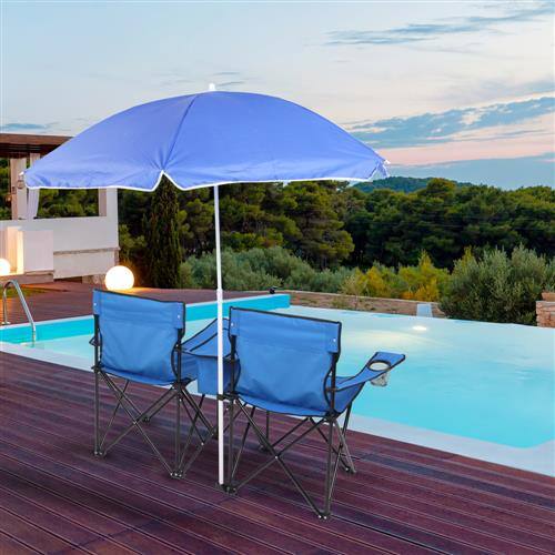 Alt View 7. Winado - Folding Beach Chairs with Umbrella, 2-Camping Chairs with Canopy, Cooler Fold-Up Table, Carrying Bag for Adults Outdoor - Blue.