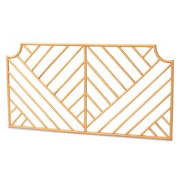 bali & pari - Giza Modern Bohemian Rattan Queen Size Wall-mount Headboard - Natural Brown