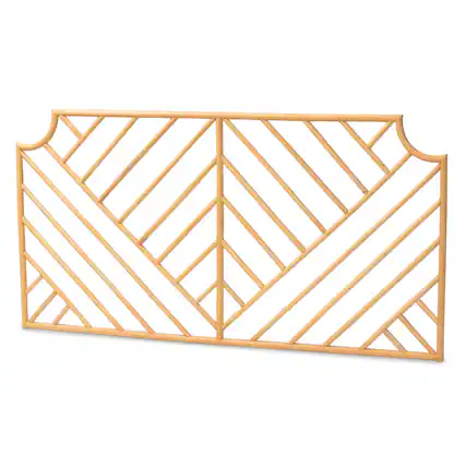 Front. bali & pari - Giza Modern Bohemian Rattan Queen Size Wall-mount Headboard - Natural Brown.