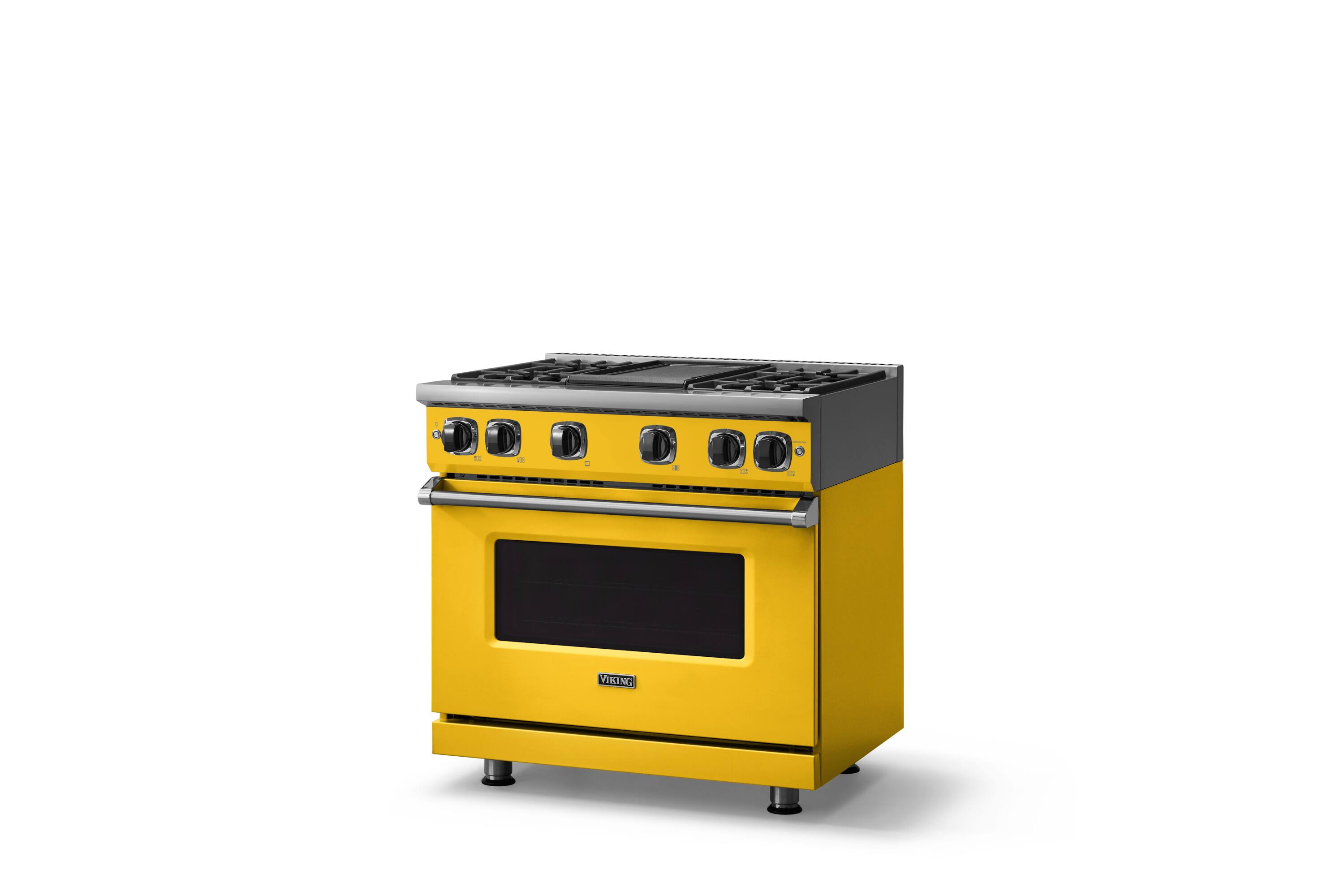 Angle. Viking - Pro 7 Series 5.6 Cu. Ft. Freestanding Sealed 4 Burner LP Gas Convection Range/Griddle - Daffodil - Daffodil.
