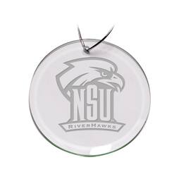 Jardine - Northeastern State Riverhawks Primary Logo 3'' Round Glass Ornament - Multicolor