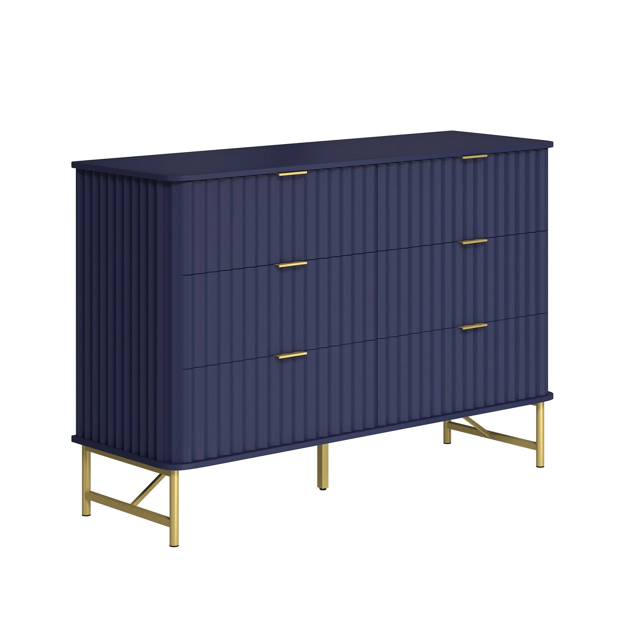 Alt View 1. Boyel Living - Modern 6 Drawer Accent Cabinet with Metal Legs - Blue.