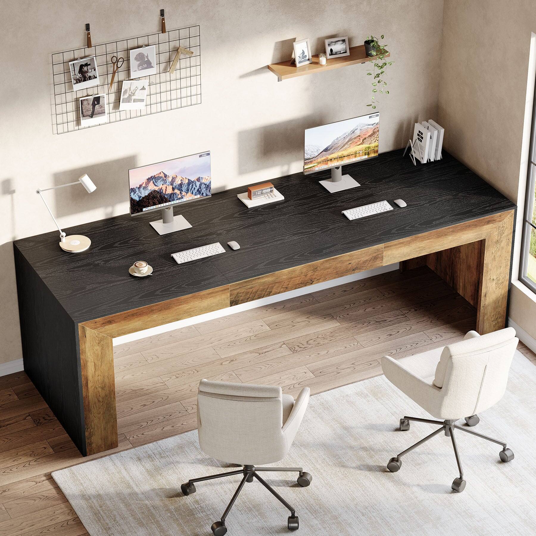 Angle. Tribesigns - Office Executive Desk with Engineered Wood Construction, for Computer Work and Writing in Home Offices - Black.