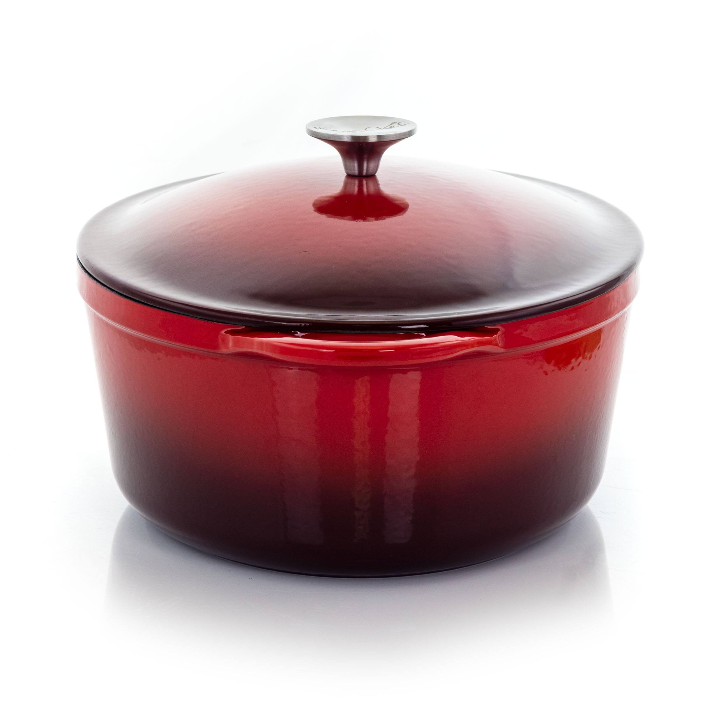 Alt View 7. MegaChef - MegaChef 7 Quarts Oval Enameled Cast Iron Casserole in Red - Red.