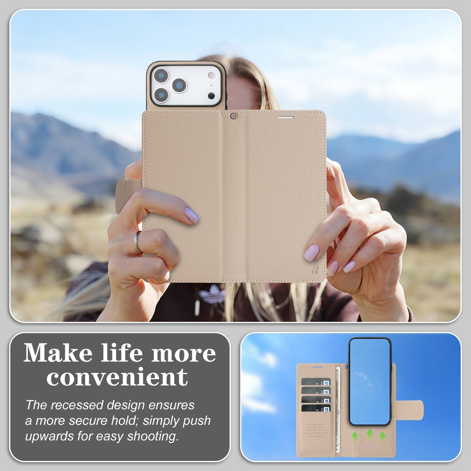 Make life more convenient

The recessed design ensures a more secure hold; simply push upwards for easy shooting.