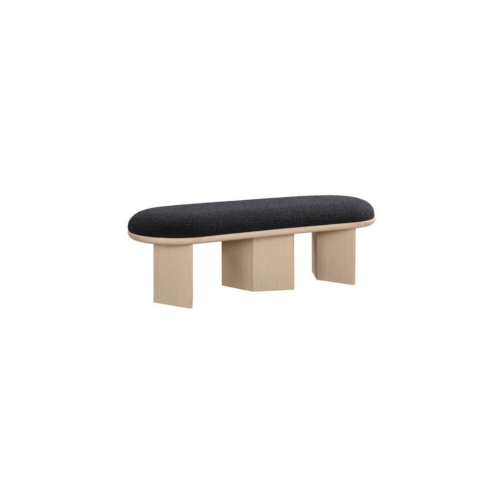Alt View 2. Meridian Furniture - Wilshire Black Boucle Fabric Bench - Black.
