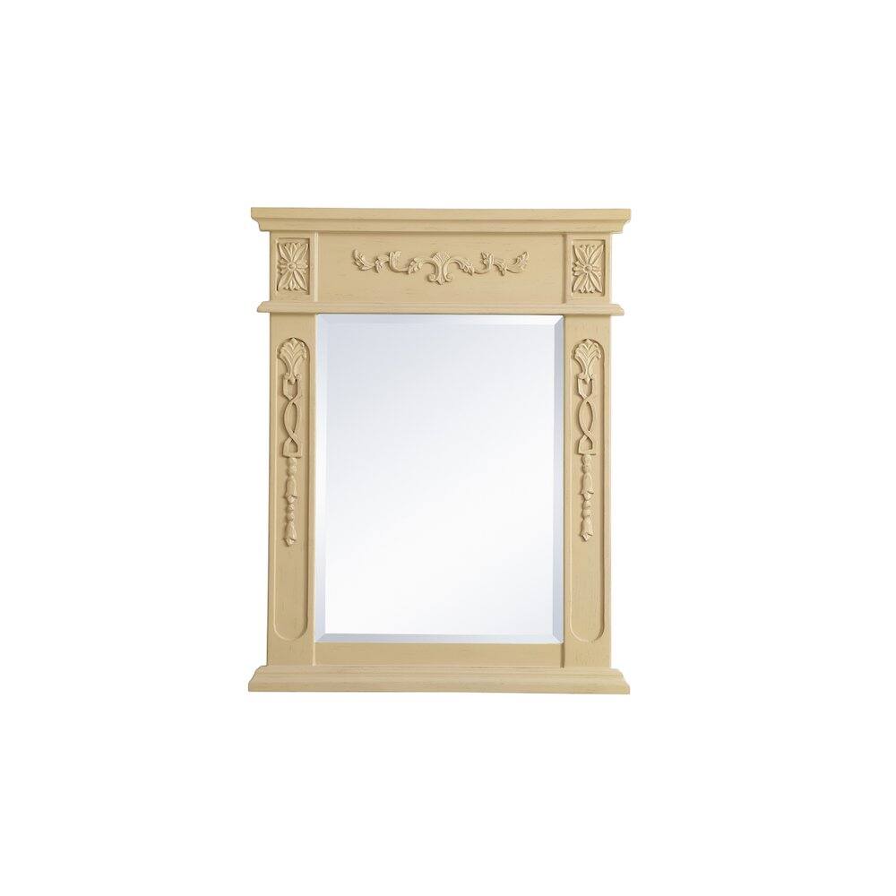 Alt View 2. Elegant Decor - Wood Frame Mirror 22 Inch X 28 Inch In Light Antique Beige - Light Antique Beige.