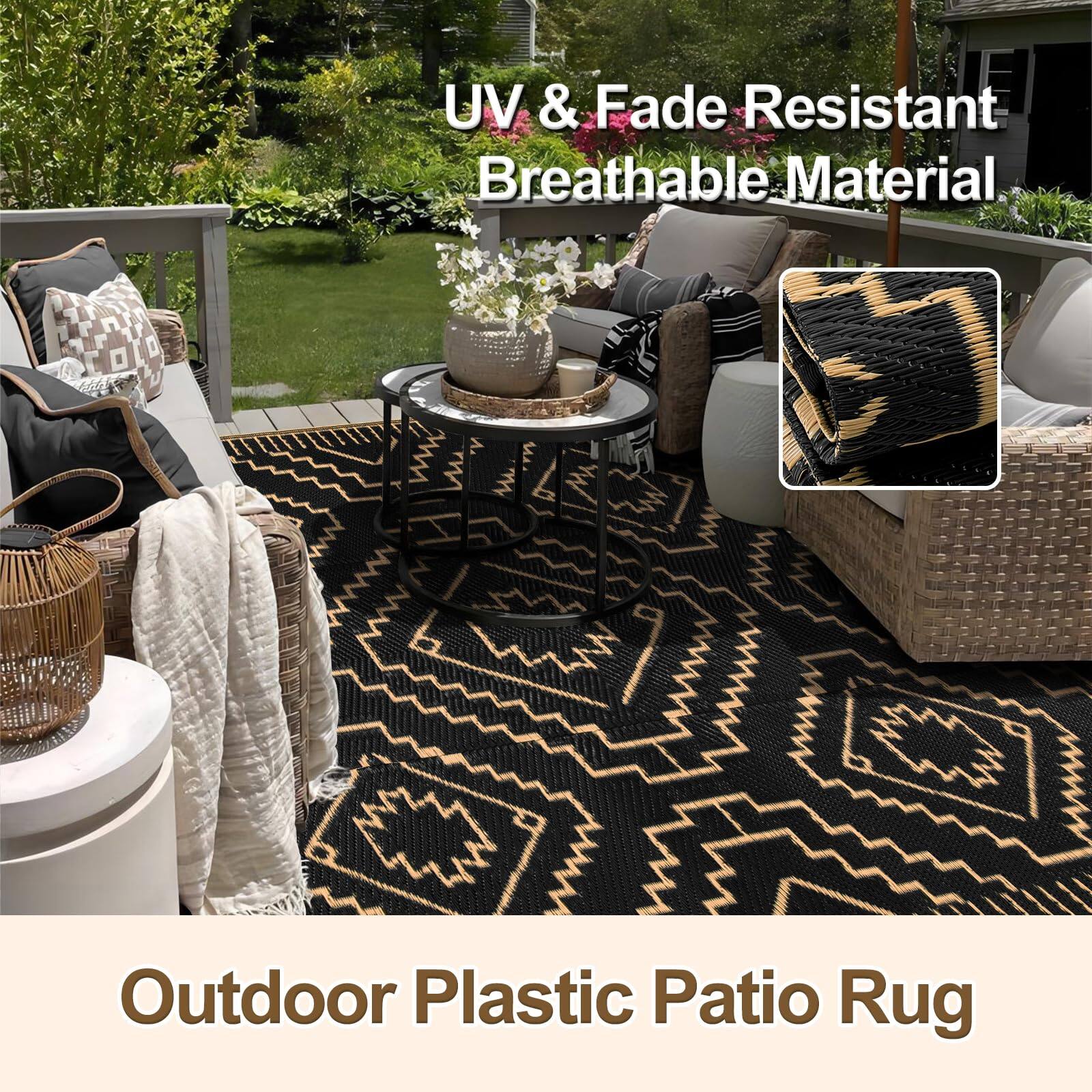 UV & Fade Resistant Breathable Material

Outdoor Plastic Patio Rug
