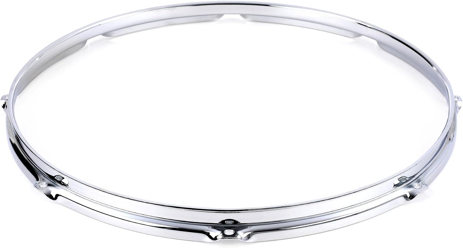 Front. Gibraltar Hardware - 16" 8 Lug Triple Flange Drum Hoop, 3mm Heavy Duty Chrome Steel Rim for Snares & Toms, Die Cast Feel w/ Classic Open Tone.