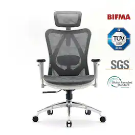 SIHOO - M57 Ergonomic Office Chair with 3D Armrest, Mesh Desk Chair with Lumbar Support, 300lb - Light Gray