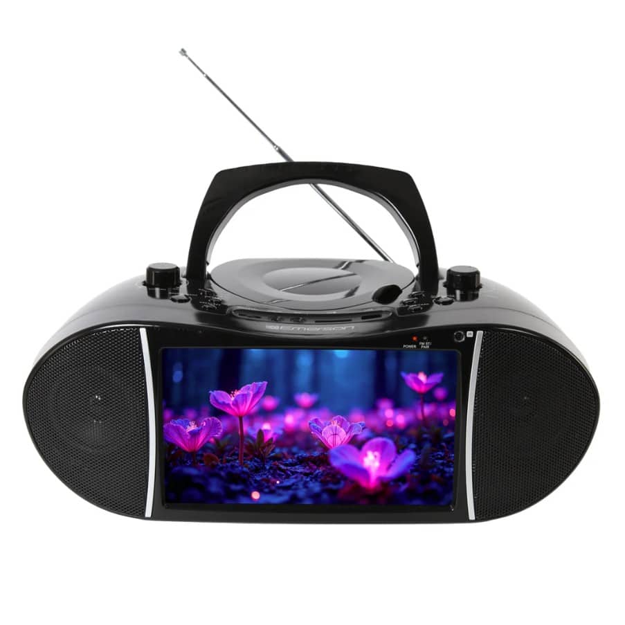 Emerson - EDL-2901 Bluetooth Boombox TV & DVD Player with 9'' LCD Screen and Radio - bBlack