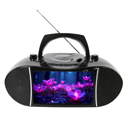Front. Emerson - Emerson EDL-2901 Bluetooth Boombox TV & DVD Player with 9'' LCD Screen and Radio - bBlack.