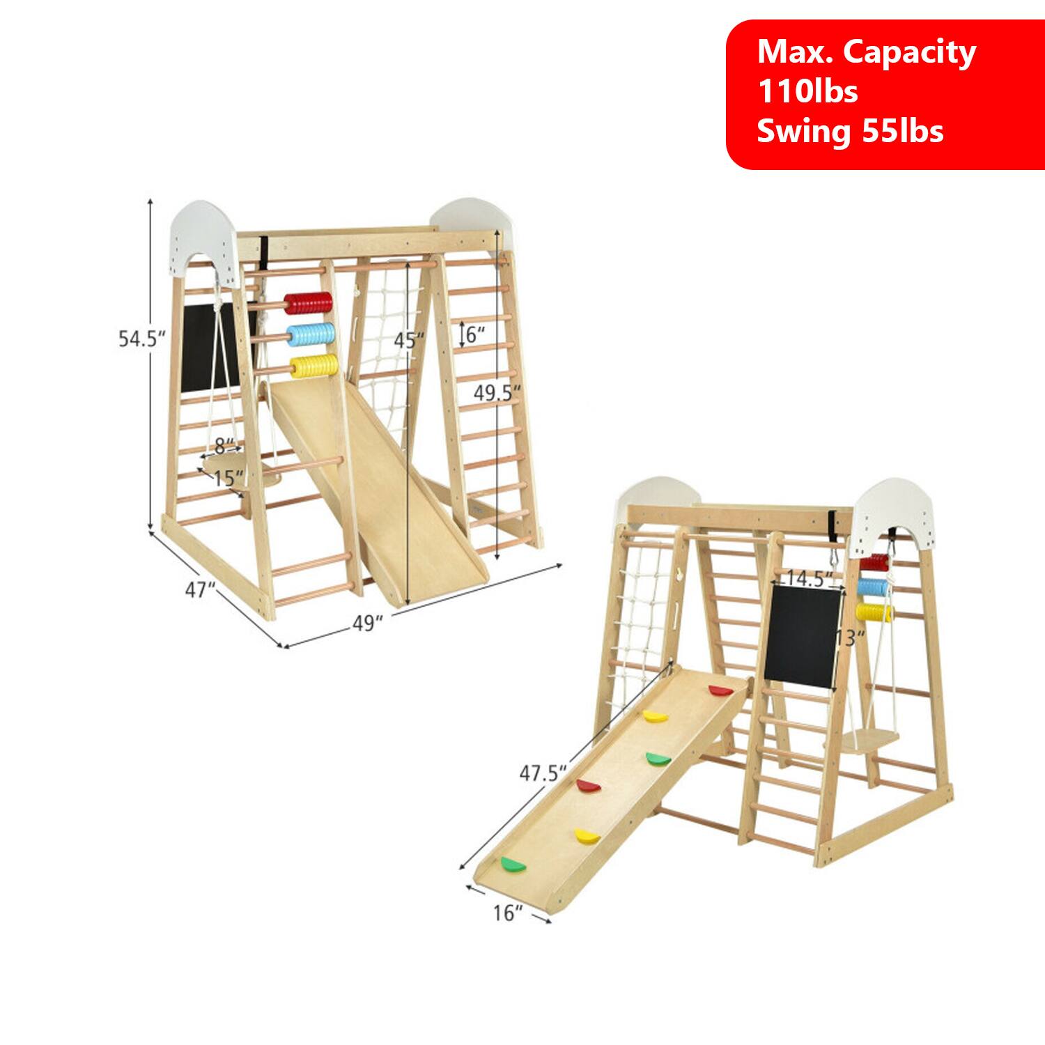 Max. Capacity 110lbs  
Swing 55lbs  
54.5"  
45"  
6"  
49.5"  
8"  
15"  
47"  
49"  
14.5"  
3"  
47.5"  
16"