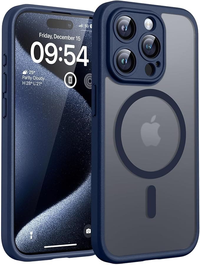 Gravity Ridge - Magnetic Phone Case for iPhone 13 Pro Max, Compatible with MagSafe Translucent Shockproof Phone Cover - Blue