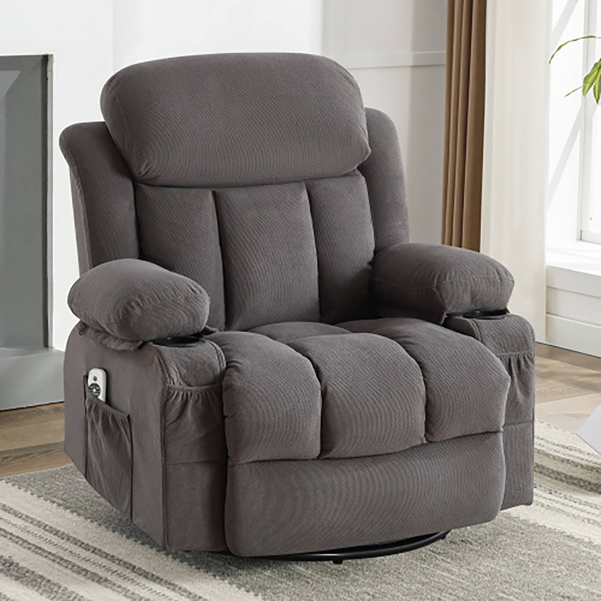 Alt View 1. Boyel Living - Swinging Recliner Massage Heated Sofa with USB and 2 Cup Holders - Gray.