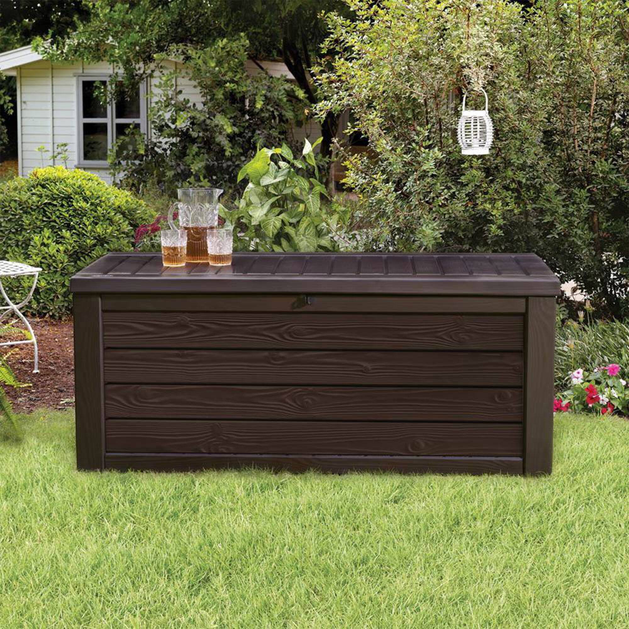Alt View 3. Keter - Keter Westwood Outdoor 150 Gal Deck Storage Box for Yard Tools, Brown (2 Pack) - Brown.