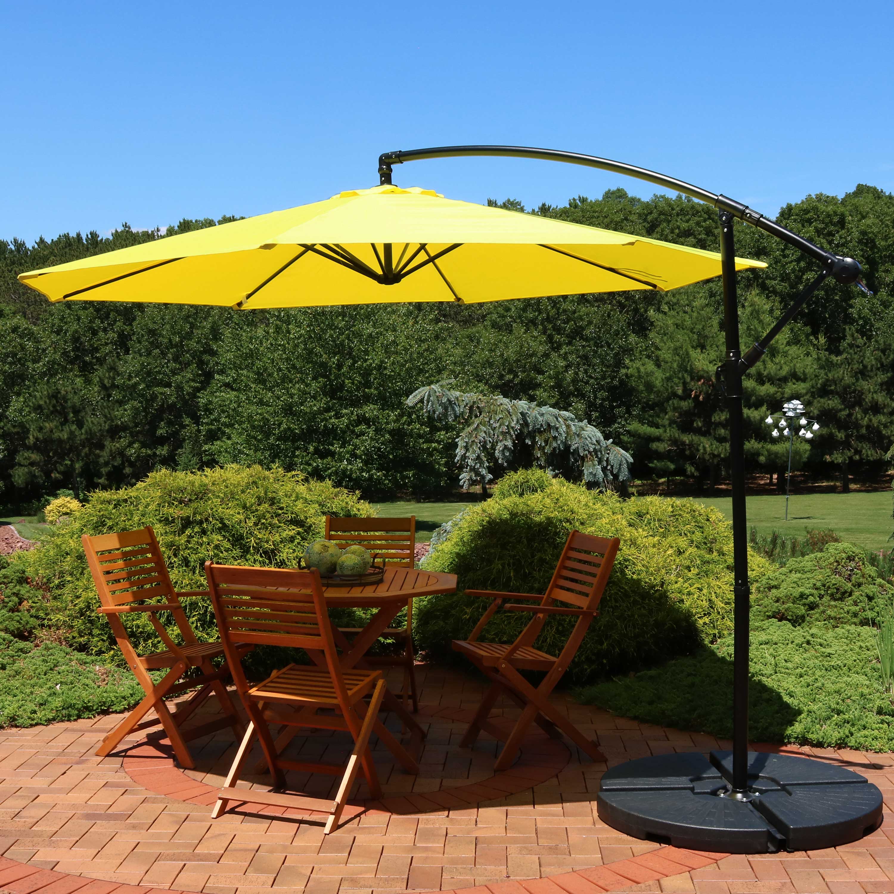 Alt View 3. Sunnydaze - 9.5 ft Cantilever Offset Patio Umbrella with Crank - Sunshine.