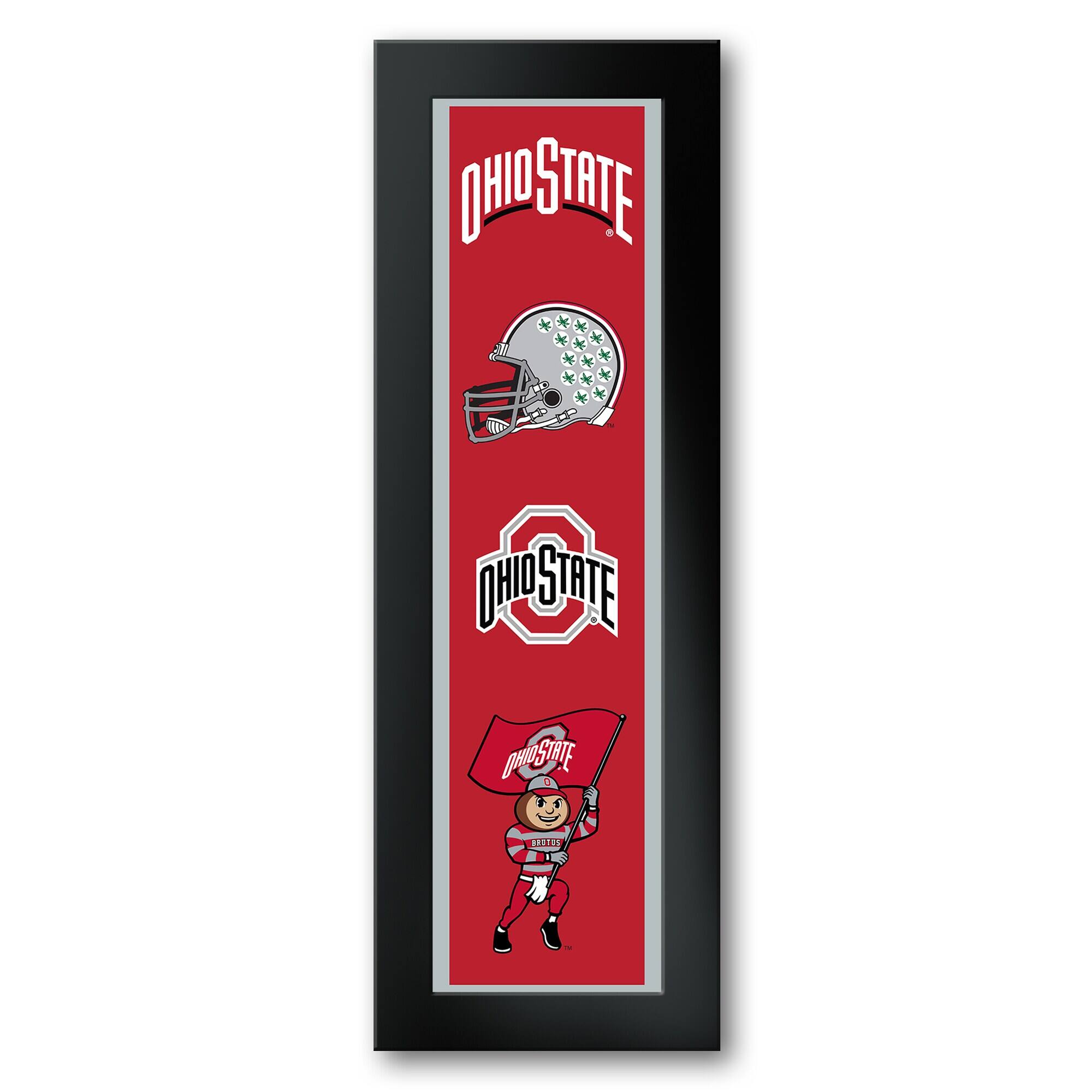 Ohio State Buckeyes Framed 8" x 26" Logo Heritage Art Print