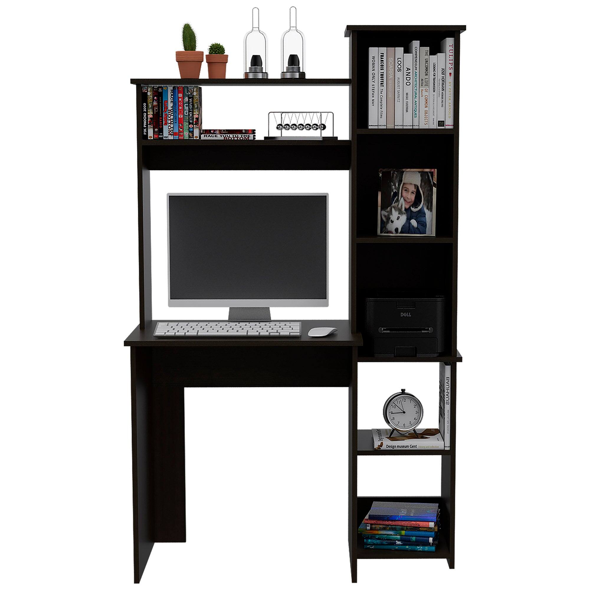 APRILSOUL - Nashville Writing Desk Six Shelves - Black