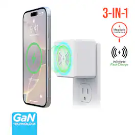 iBasics - 3-in-1 MagSafe Wireless Charger – Magnetic Stand with Dual USB-C PD Ports