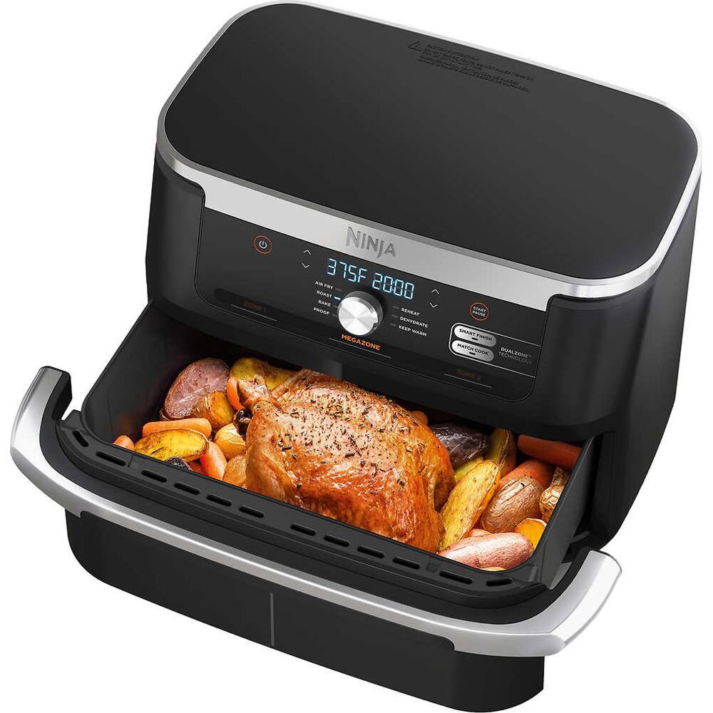 NINJA  
375F 2000  
MEGAZONE  
SMART TIMER  
DUAL ZONE  
SLOW COOK  
ROAST  
PROOF  
AIR FRY  
DEEP FRY  
KEEP WARM  
REHEAT  
START  
STOP