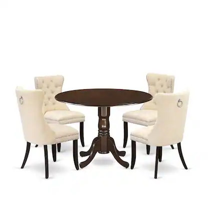 Front. East West Furniture - 5 Piece Kitchen Table Set Contains a Round Dining Table with Dropleaf - Red.