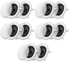 Acoustic Audio by Goldwood - CS-IC63 in Ceiling 6.5" Speaker 5 Pair Pack 3 Way Home Theater Flush Mount - Paintable White