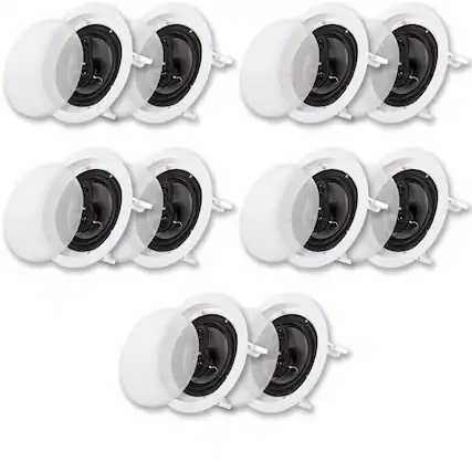 Front. Acoustic Audio by Goldwood - CS-IC63 in Ceiling 6.5" Speaker 5 Pair Pack 3 Way Home Theater Flush Mount - Paintable White.