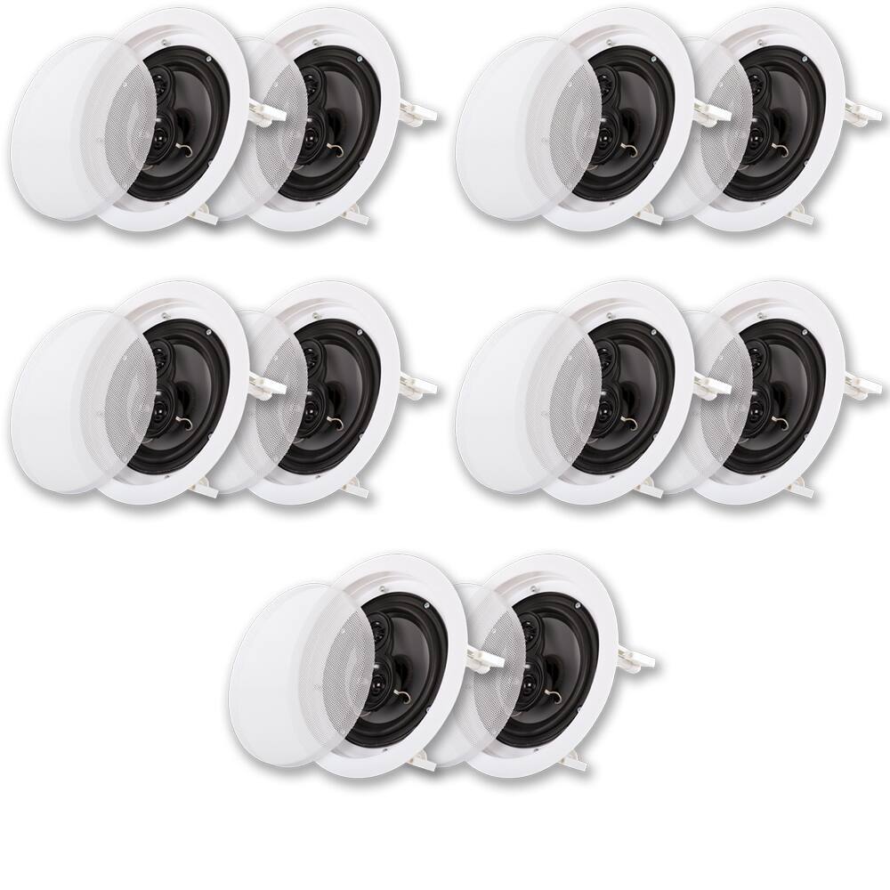 Front. Acoustic Audio by Goldwood - CS-IC63 in Ceiling 6.5" Speaker 5 Pair Pack 3 Way Home Theater Flush Mount - Paintable White.