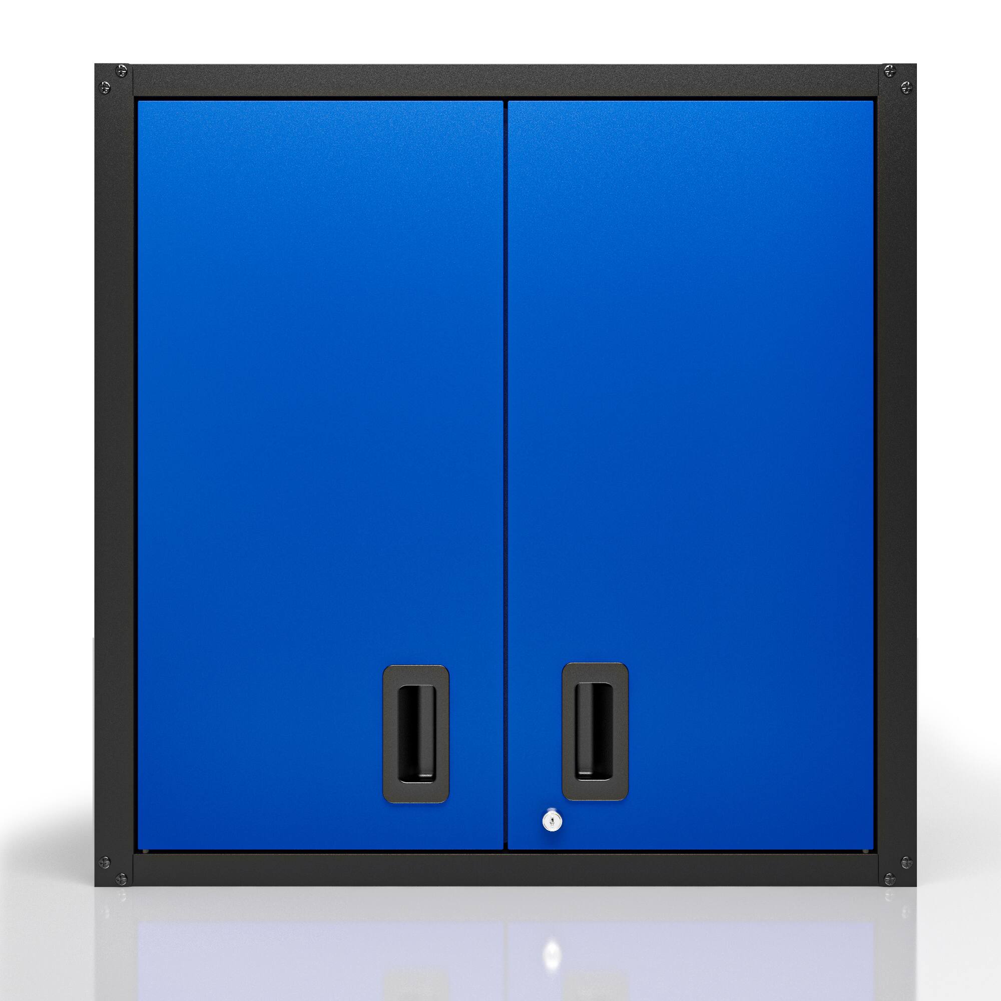 Alt View 7. TinyHomie - Wall Mounted Lockable Metal Storage Cabinet with Two Doors and One Shelf for Garage Utility Room in Blue - Blue+Black.