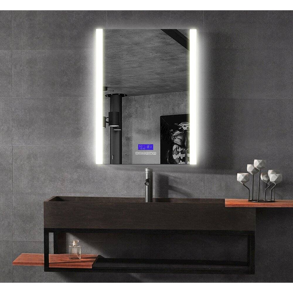 Left. Alfi - 24" x 32" Single Door LED Light Bluetooth Medicine Cabinet - Gray.
