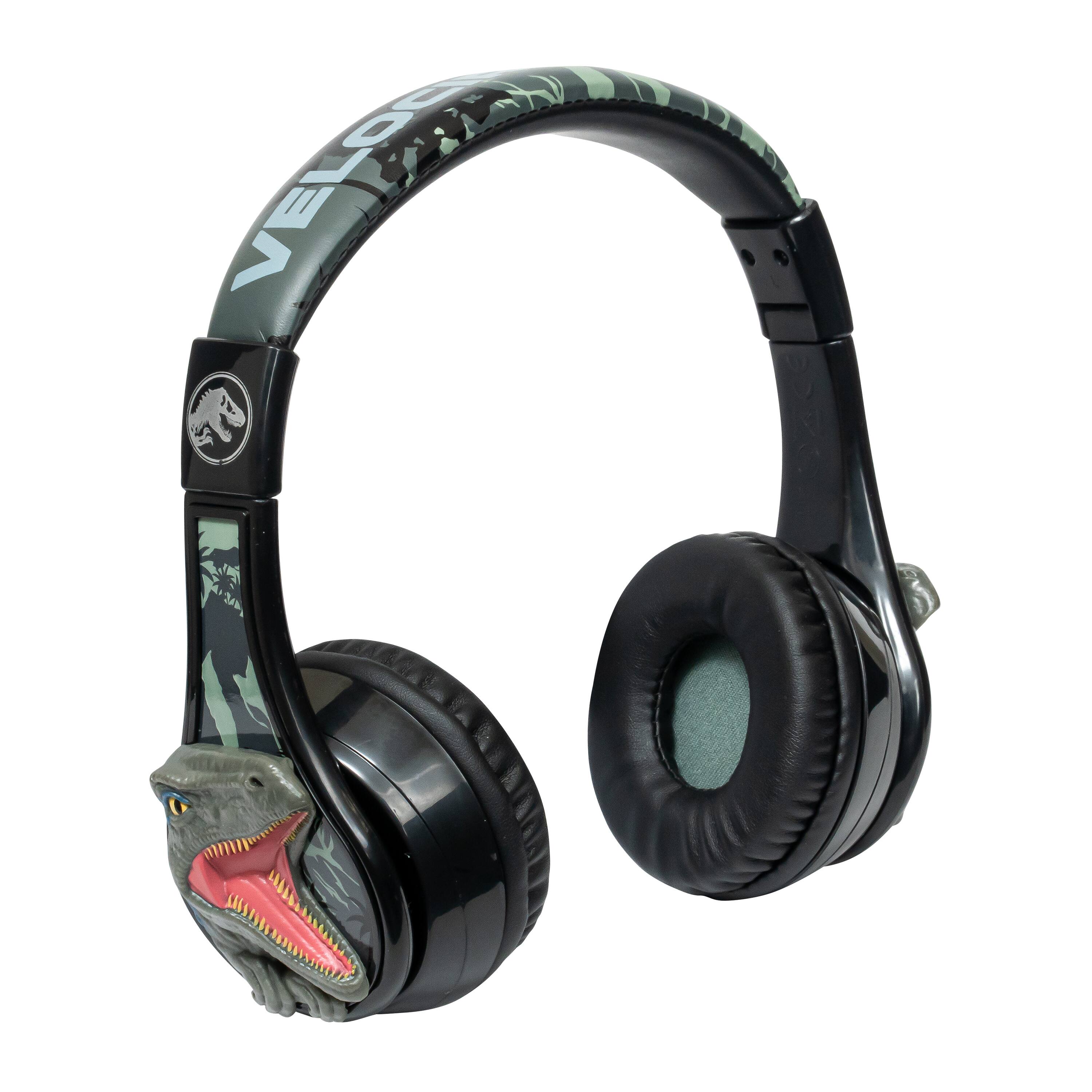 Angle. eKids - eKids Jurassic World Bluetooth Headphones for Kids, Wireless Headphones for School, Home, or Travel - Multicolor.