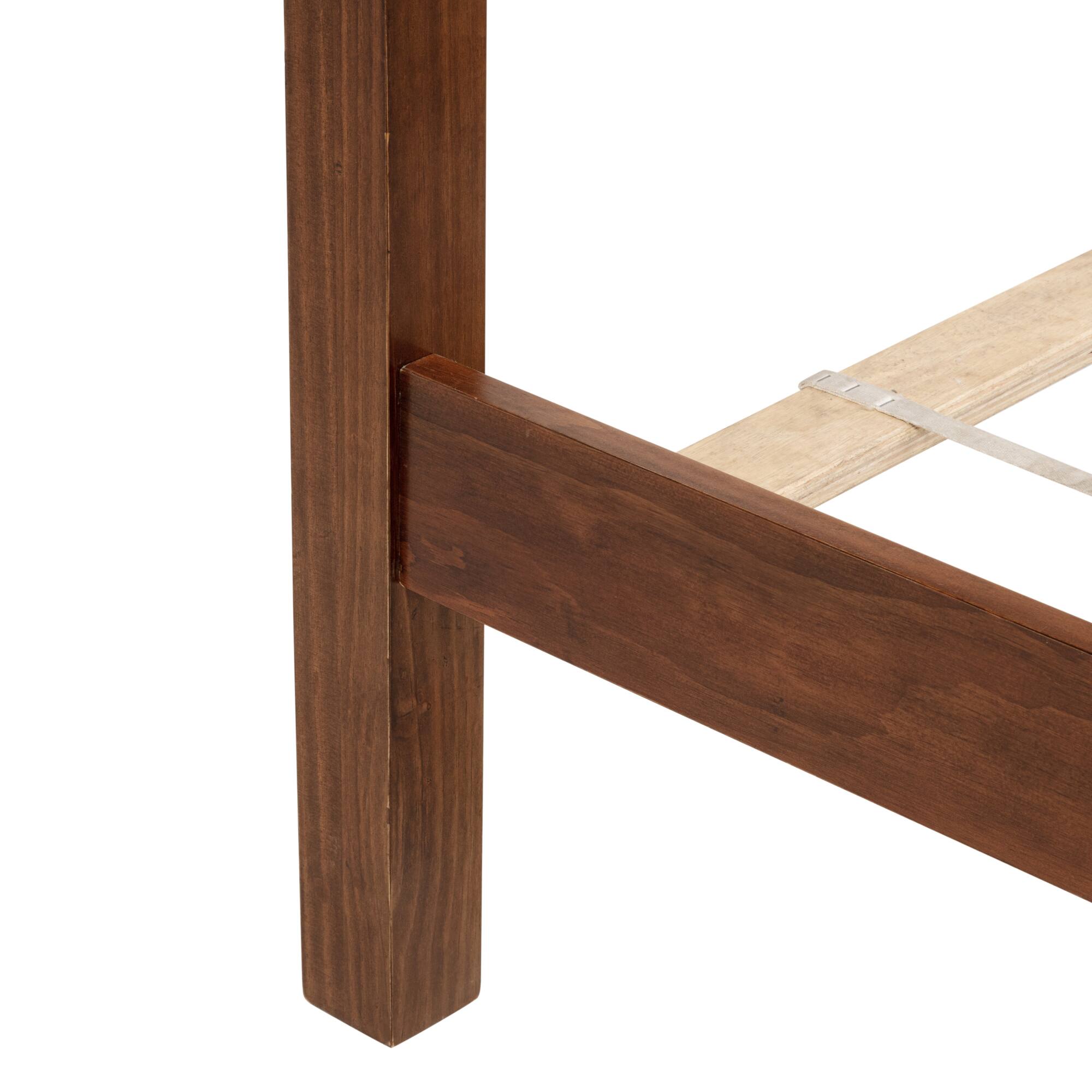 Alt View 8. GOODSILO - Queen Size Wooden Bed with Upholstered Headboard and Panel Footboard Featuring Platform Support Feet - Walnut.