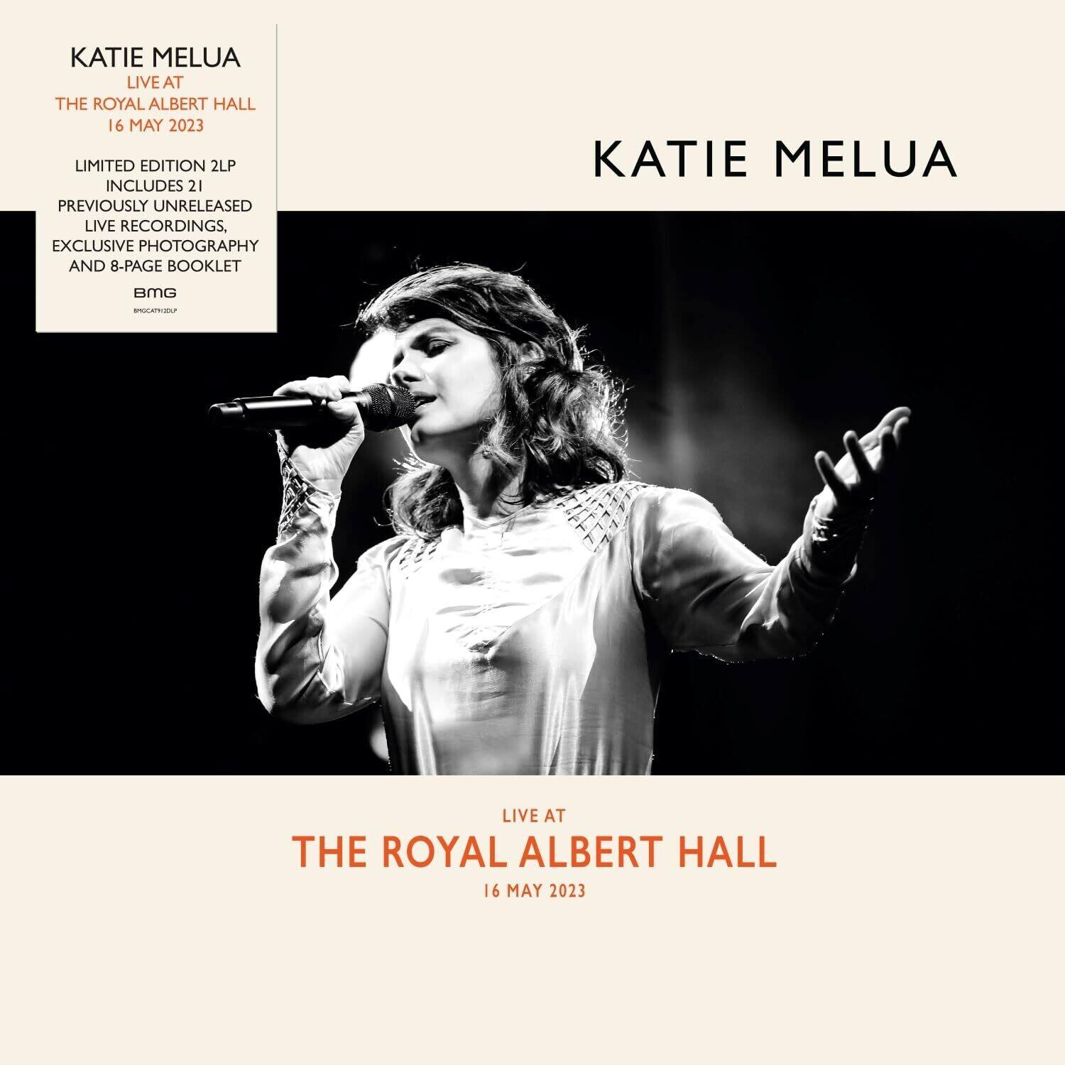 KATIE MELUA  
LIVE AT  
THE ROYAL ALBERT HALL  
16 MAY 2023  

LIMITED EDITION 2LP  
INCLUDES 21 PREVIOUSLY UNRELEASED LIVE RECORDINGS, EXCLUSIVE PHOTOGRAPHY AND 8-PAGE BOOKLET  

BMG  

KATIE MELUA  

LIVE AT  
THE ROYAL ALBERT HALL  
16 MAY 2023