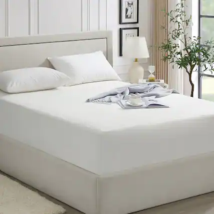 Front. Dan River - Dan River Ice Cooling Waterproof Mattress Protector – Tencel Blend, Deep Pocket with Corner Elastic - Standard.