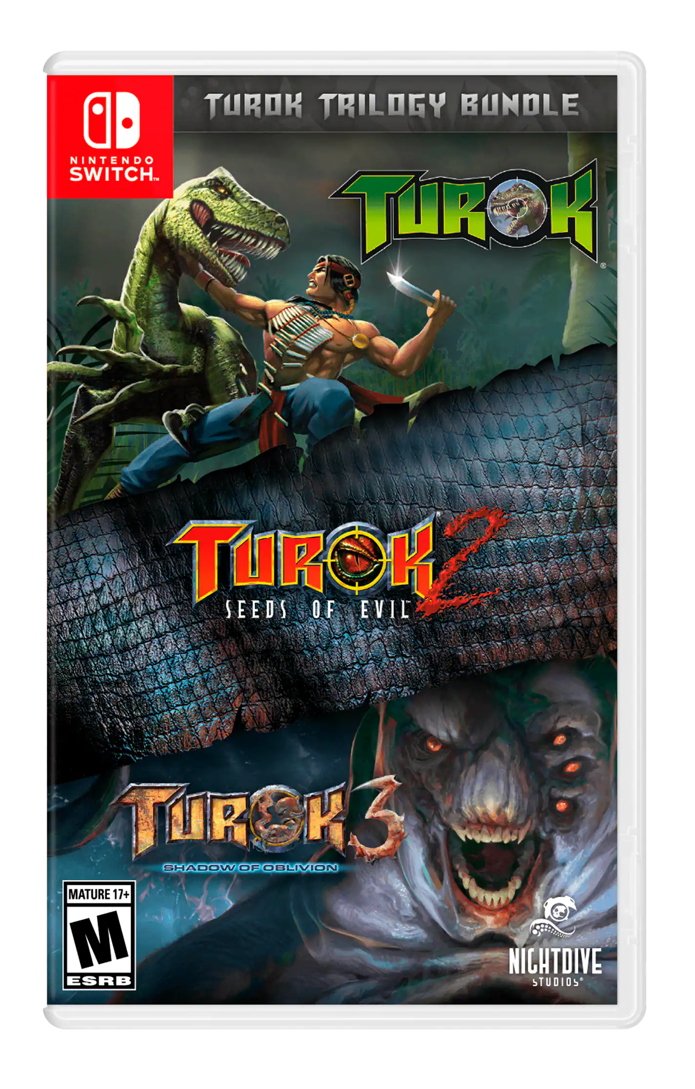 TUROK TRILOGY BUNDLE, NINTENDO SWITCH, TUROK, TUROK SEEDS OF EVIL, TUROK SHADOW OF OBLIVION, MATURE 17+, M, NICHTDIVE STUDIOS - M (Mature 17+)