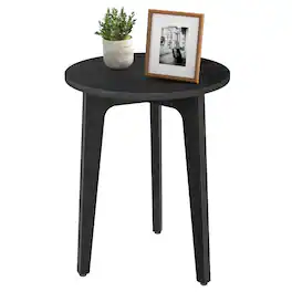 Songmics Home - Small Side Table, Round End Table, Nightstand with Tapered Legs, Curved Transitions, for Small Spaces, Living Room - Charcoal Gray