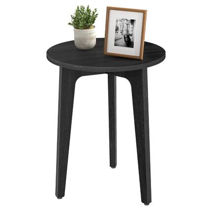 Front. Songmics Home - Small Side Table, Round End Table, Nightstand with Tapered Legs, Curved Transitions, for Small Spaces, Living Room - Charcoal Gray.