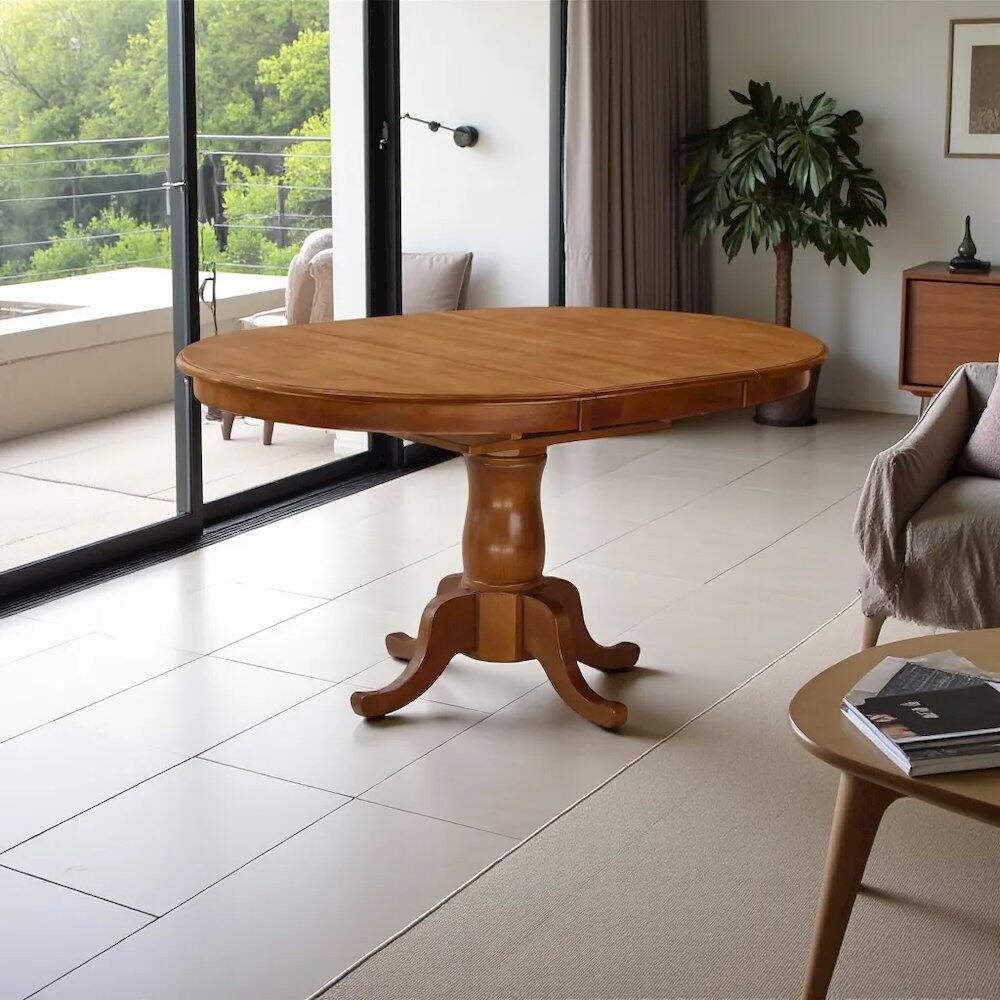 Back. FurniFact - Elegant Wooden Dining Table Set – Kitchen Table and Chairs for 4 - Saddle Brown.