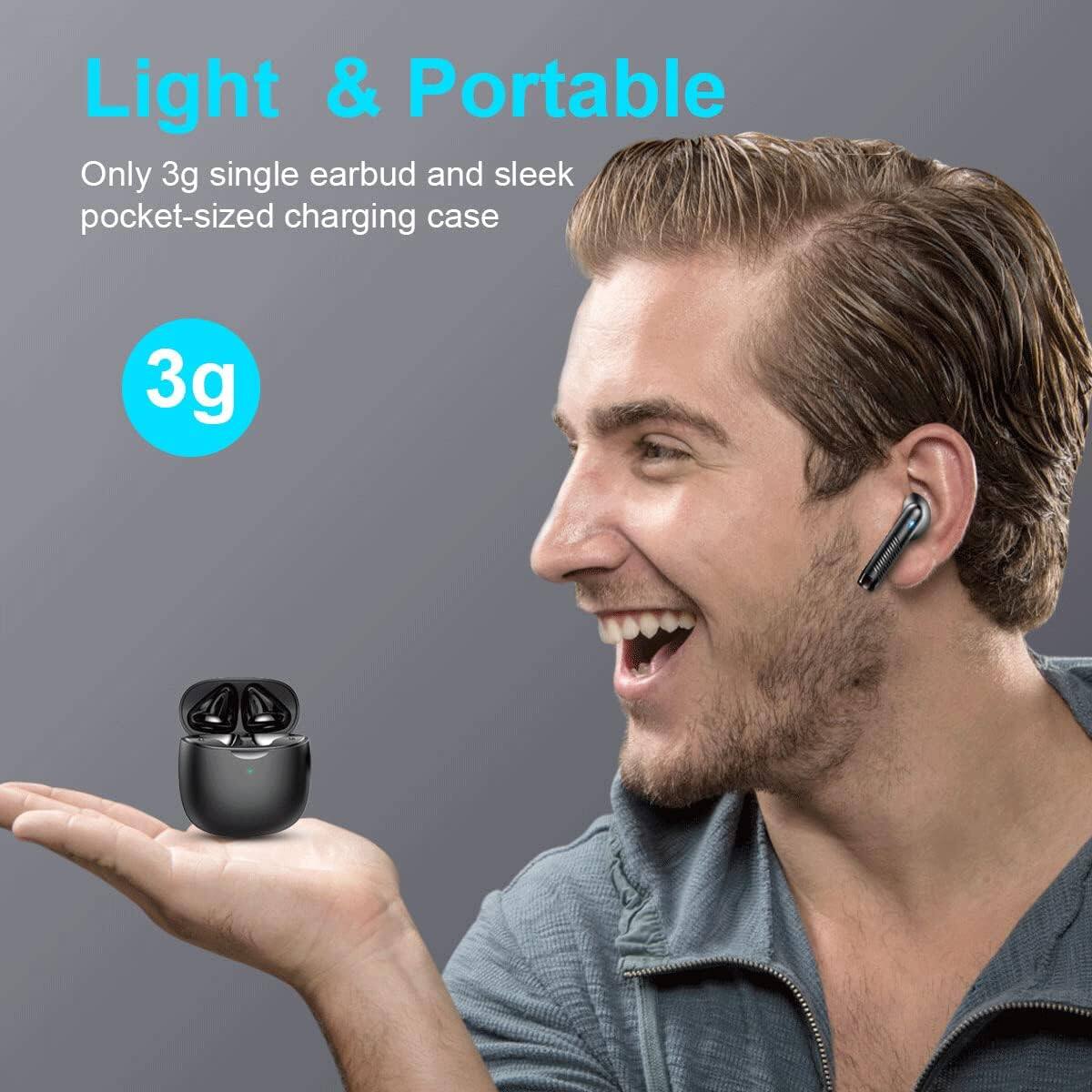 Light & Portable  
Only 3g single earbud and sleek pocket-sized charging case