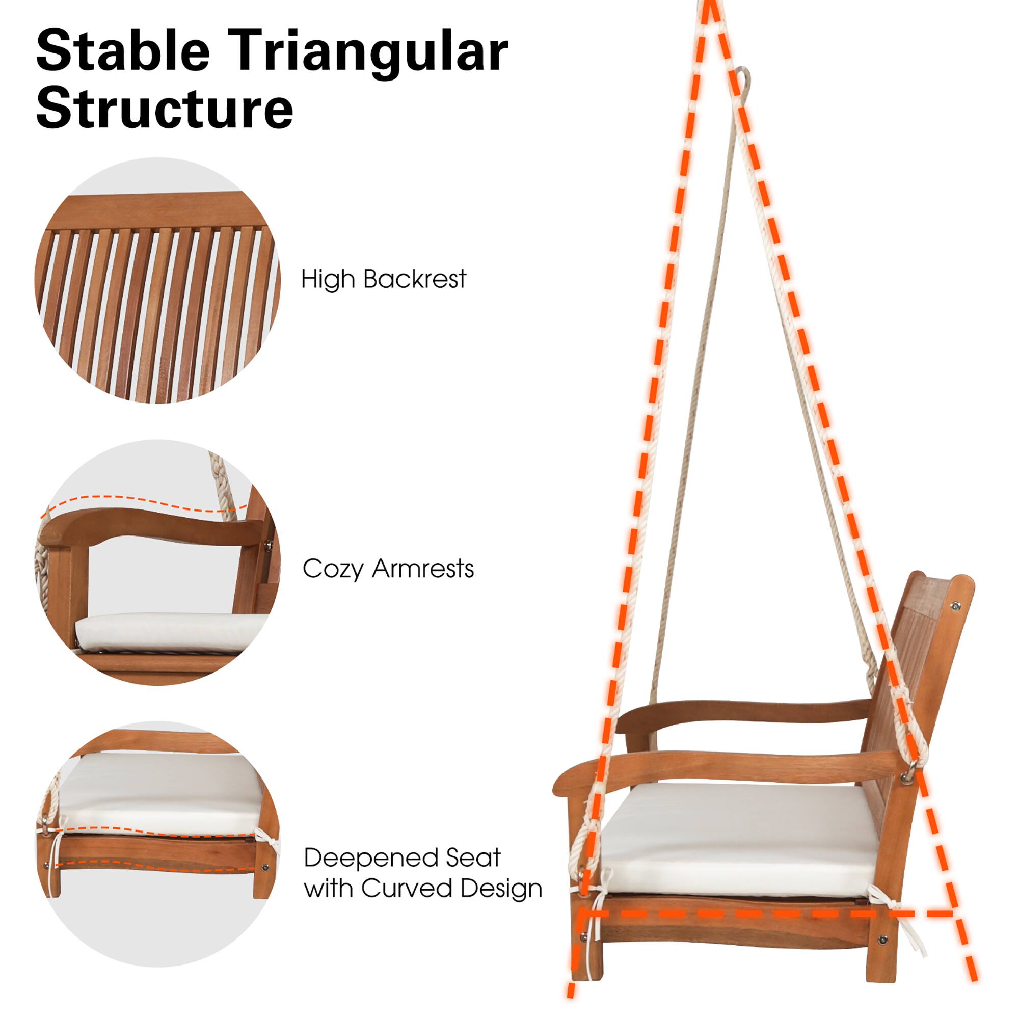 Stable Triangular Structure

High Backrest

Cozy Armrests

Deepened Seat with Curved Design