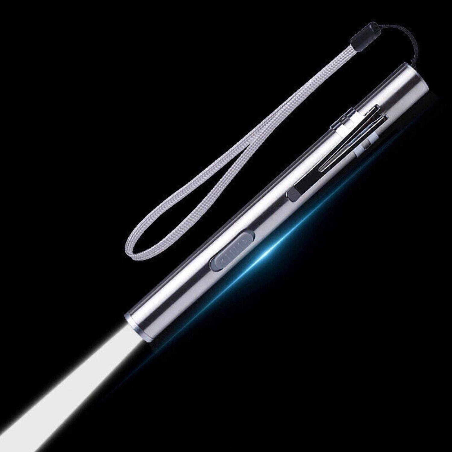 Alt View 6. Home Collection - 5" LED USB Rechargeable Stainless Steel Mini Pen Flashligh.